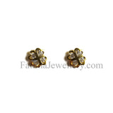 Earrings - Gold Heart Clover with Stones Studs