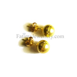 Earrings - Notched Gold Ball Studs